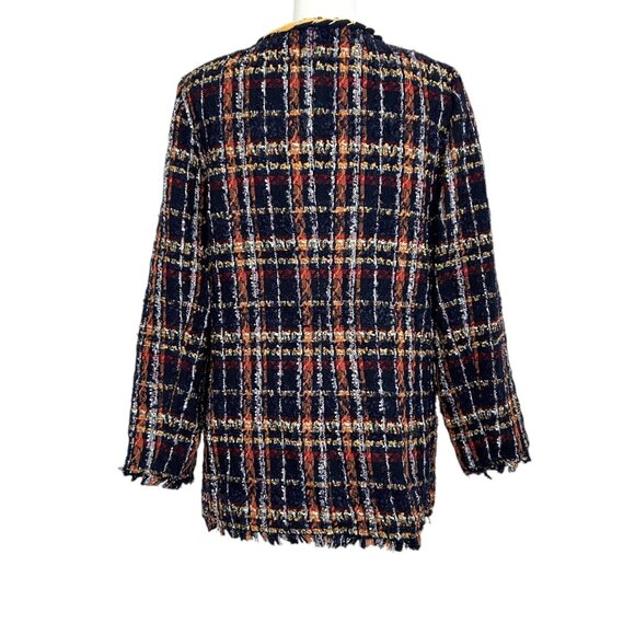 Chico’s Tweed Playful Plaid Mid Length Open Front Blazer Jacket NWT (4P) - Picture 5 of 16